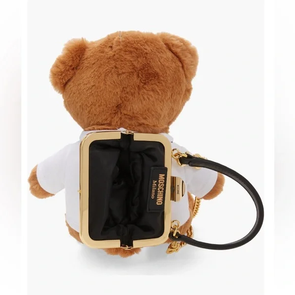 Moschino Stuffed Teddy Bear Coin Clutch Crossbody Bag NWT - Picture 6 of 15